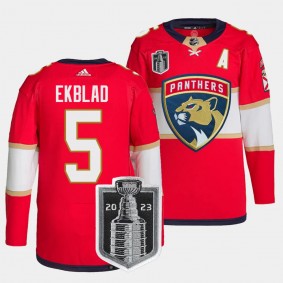 Aaron Ekblad Florida Panthers 2023 Stanley Cup Final Red #5 Authentic Primegreen Home Jersey Men's
