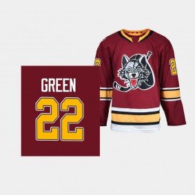 Chicago Wolves Alex Green #22 Jersey Men's Burgundy AHL Authentic Quicklite 2023-24 30th Season Shirt