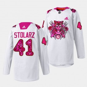 Pink in the Rink Anthony Stolarz Florida Panthers White #41 Limited Jersey 2023