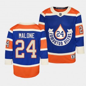 Edmonton Oilers #24 Brad Malone 2023 NHL Heritage Classic Premier Player Royal Youth Jersey