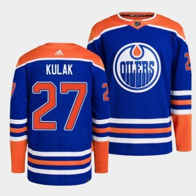 2022-23 Edmonton Oilers Brett Kulak Authentic Home Royal Primegreen Jersey
