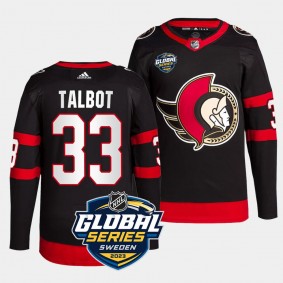 Ottawa Senators 2023 NHL Global Series Sweden Cam Talbot #33 Black Authentic Jersey Men's