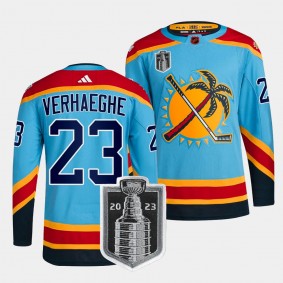 Florida Panthers 2023 Stanley Cup Final Carter Verhaeghe #23 Blue Reverse Retro Jersey Men's