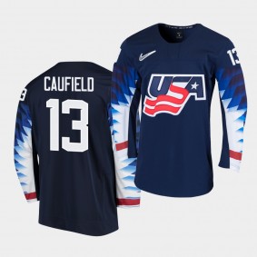 #13 Cole Caufield 2020 IIHF World Junior Championship Black Jersey Men's