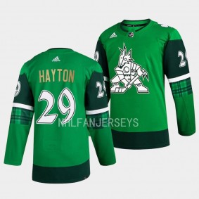 Coyotes 2023 St. Patricks Day Barrett Hayton Primegreen Authentic Green Jersey Men