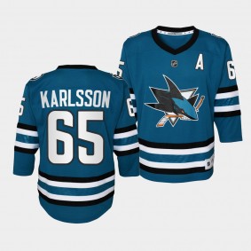 Youth Sharks Erik Karlsson 2022-23 Home Replica Teal Jersey