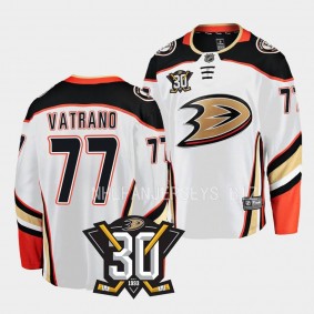 2023-24 Anaheim Ducks Frank Vatrano 30th Anniversary White Away Jersey