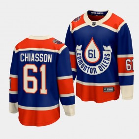 Jake Chiasson Edmonton Oilers 2023 NHL Heritage Classic Royal #61 Premier Jersey Men's