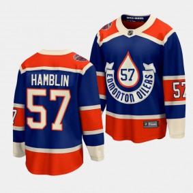 James Hamblin Edmonton Oilers 2023 NHL Heritage Classic Royal #57 Premier Jersey Men's