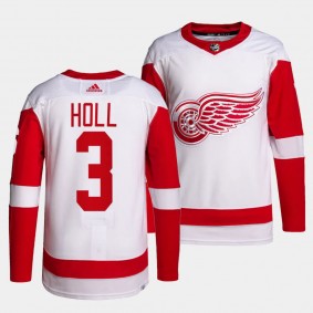Justin Holl Detroit Red Wings Away White #3 Authentic Pro Primegreen Jersey Men's