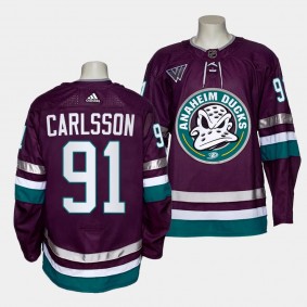 Leo Carlsson #91 Anaheim Ducks Alternate Navy Jersey 30th Season