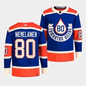 2023 NHL Heritage Classic Edmonton Oilers Markus Niemelainen #80 Royal Primegreen Jersey