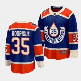 Olivier Rodrigue Edmonton Oilers 2023 NHL Heritage Classic Royal #35 Premier Jersey Men's