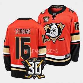 2023-24 Anaheim Ducks Ryan Strome 30th Anniversary Orange Home Jersey