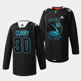 Stephen Curry San Jose Sharks 2023 Warriors Black #30 Special Edition Jersey Men's