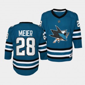Youth Sharks Timo Meier 2022-23 Home Replica Teal Jersey