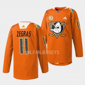 Anaheim Ducks Trevor Zegras Orangewood Orange Warmup Jersey