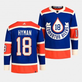 2023 NHL Heritage Classic Edmonton Oilers Zach Hyman #18 Royal Primegreen Jersey