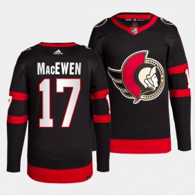 Zack MacEwen Ottawa Senators Home Black #17 Primegreen Authentic Pro Jersey Men's